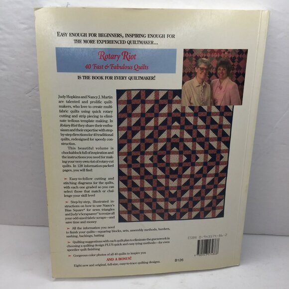Vintage 1991 Rotary Riot 40 Fast Fabulous Quilts Judy Hopkins Nancy J Martin - Picture 12 of 12